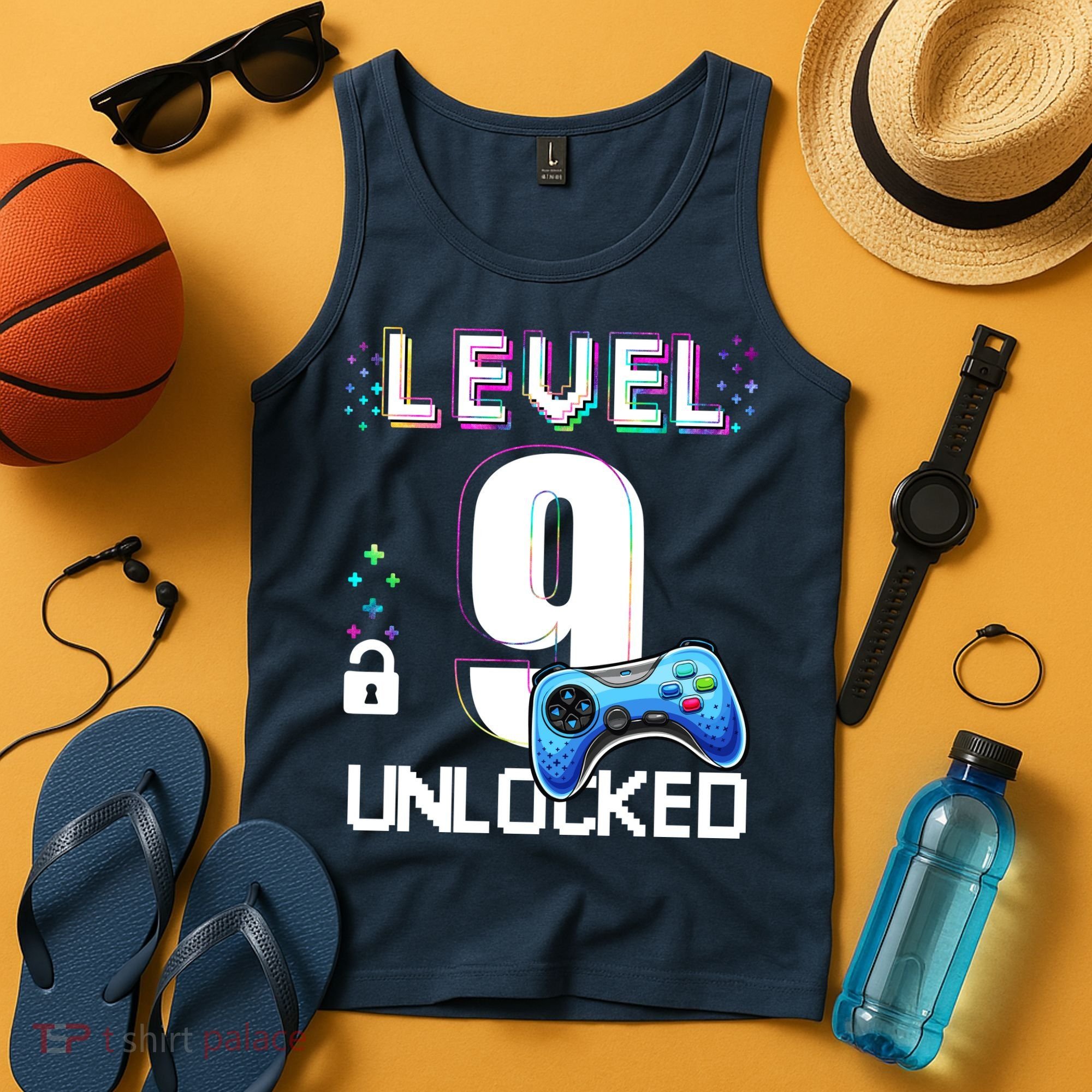 Level 9 Unlocked Video Game 9th Birthday Boy Gamer Tank Top
