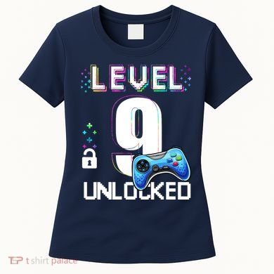 Level 9 Unlocked Video Game 9th Birthday Boy Gamer Women's T-Shirt