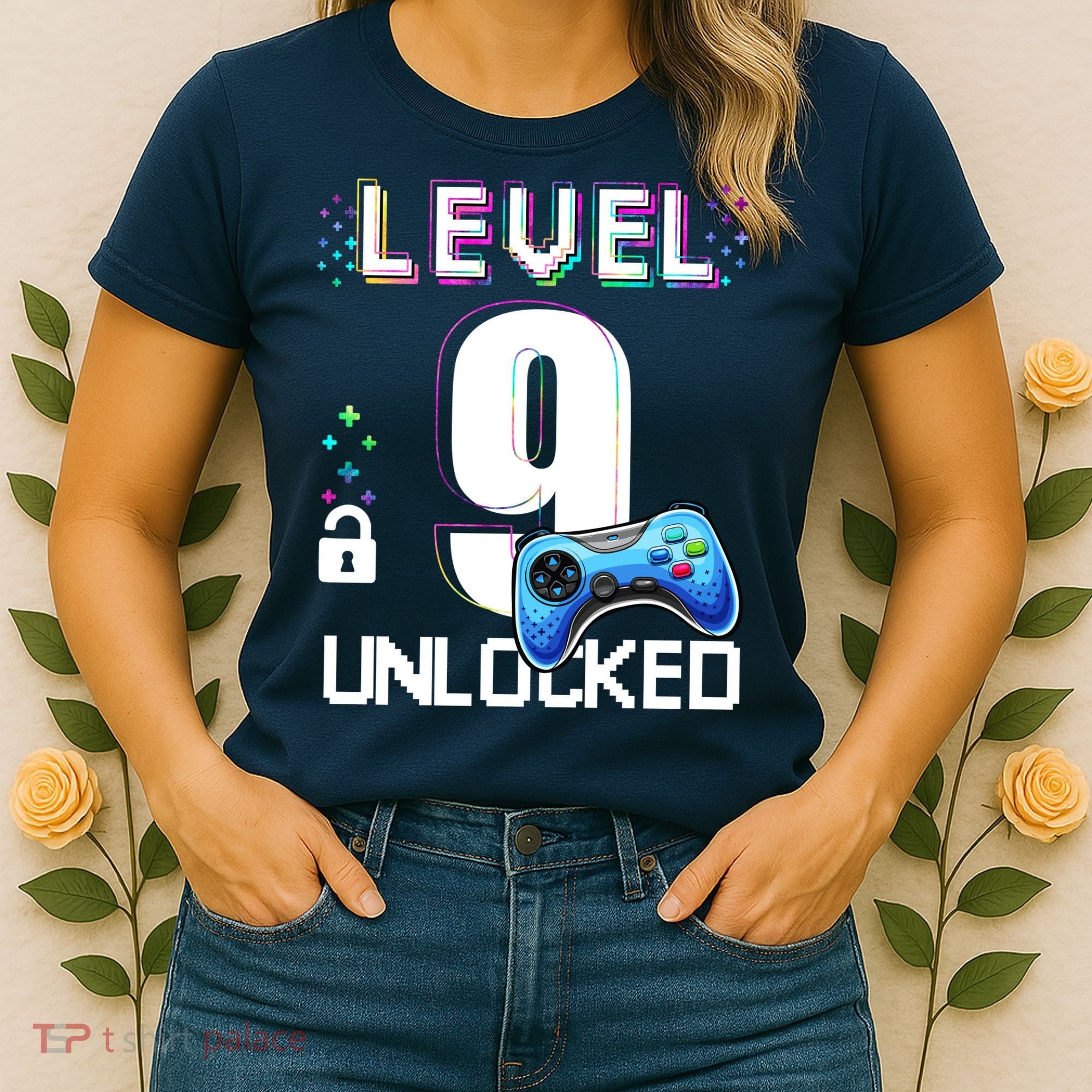 Level 9 Unlocked Video Game 9th Birthday Boy Gamer Women's T-Shirt