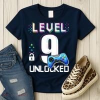 Level 9 Unlocked Video Game 9th Birthday Boy Gamer Women's T-Shirt thumb 3
