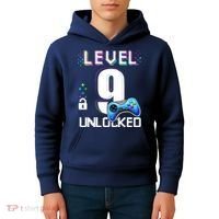 Level 9 Unlocked Video Game 9th Birthday Boy Gamer Kids Hoodie thumb 4