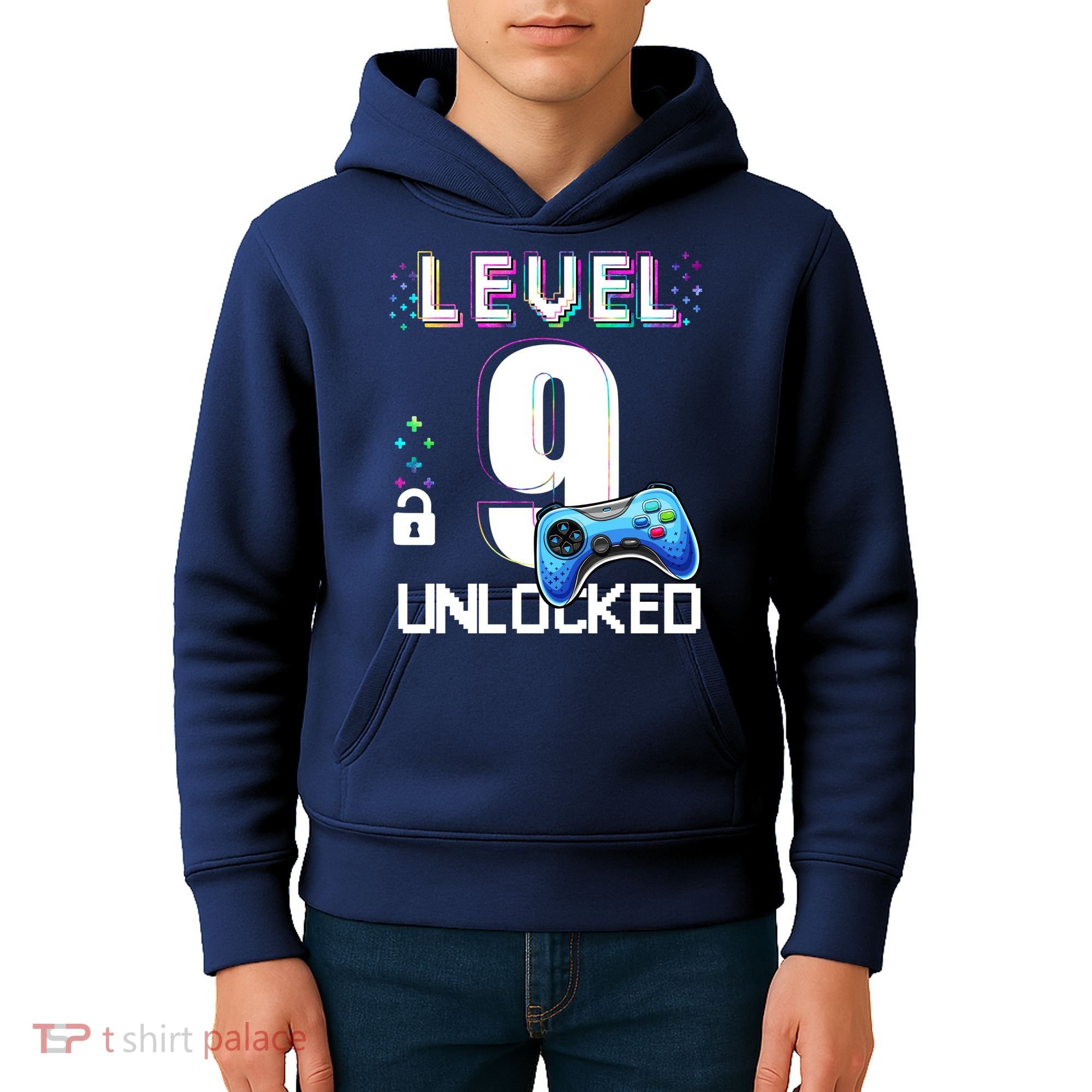 Level 9 Unlocked Video Game 9th Birthday Boy Gamer Kids Hoodie