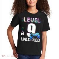 Level 9 Unlocked Video Game 9th Birthday Boy Gamer Kids T-Shirt thumb 2