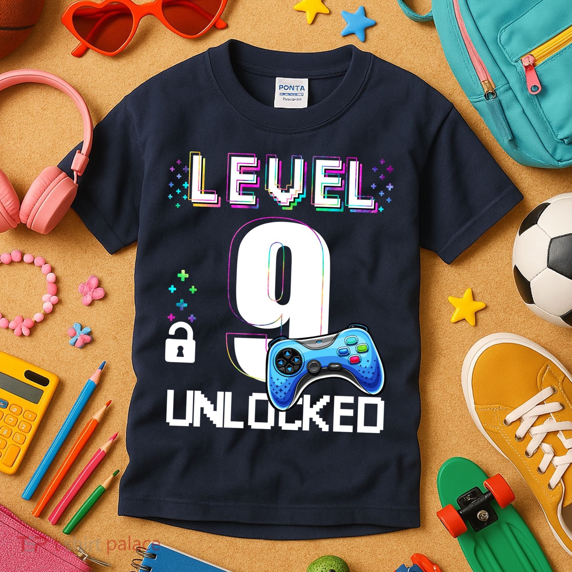 Level 9 Unlocked Video Game 9th Birthday Boy Gamer Kids T-Shirt