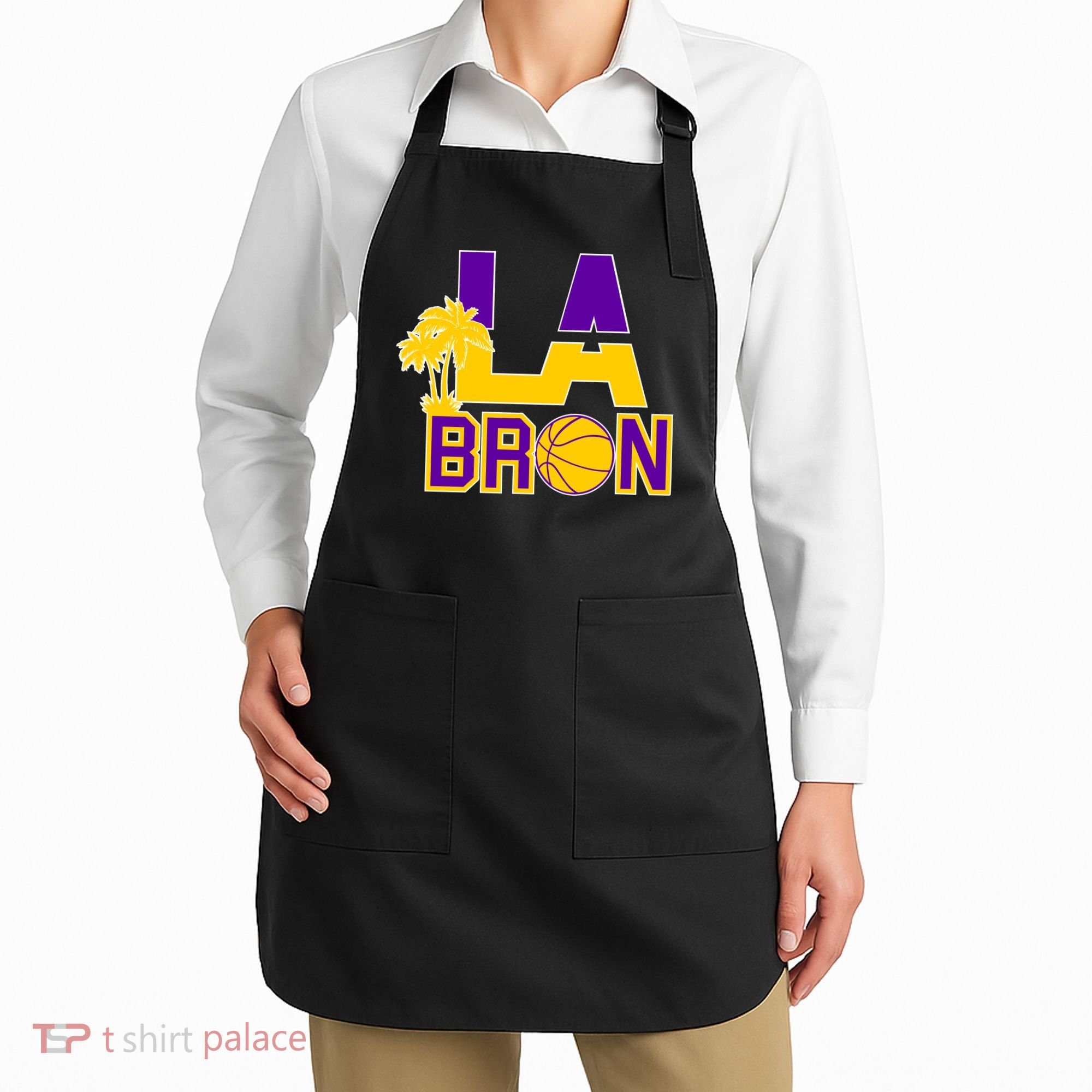LA Bron Basketball Palm Tree Logo Apron