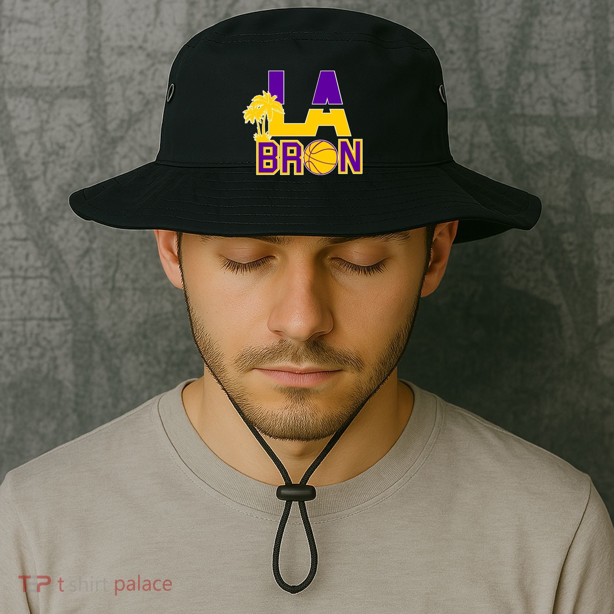 LA Bron Basketball Palm Tree Logo Bucket Hat