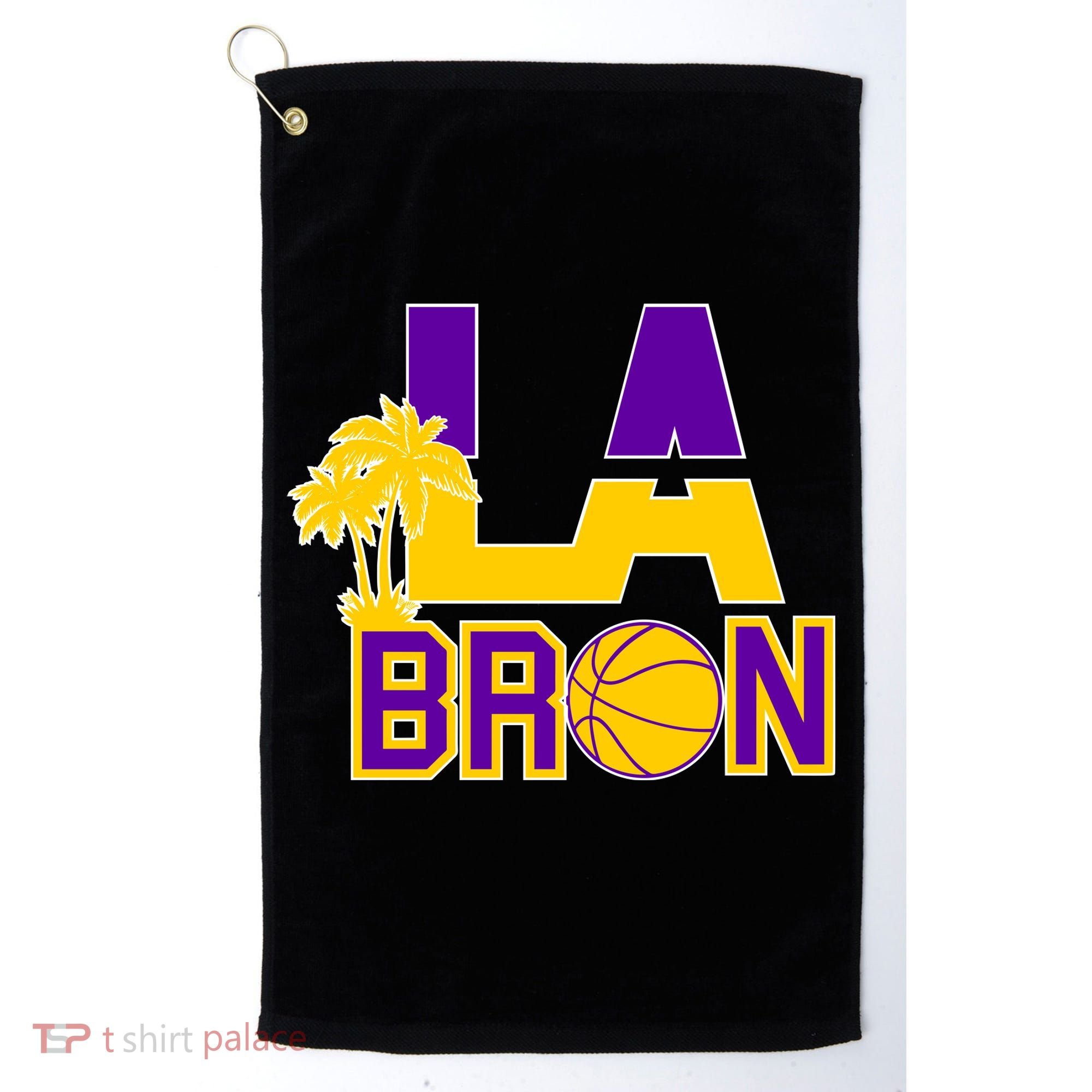 LA Bron Basketball Palm Tree Logo Golf Towel