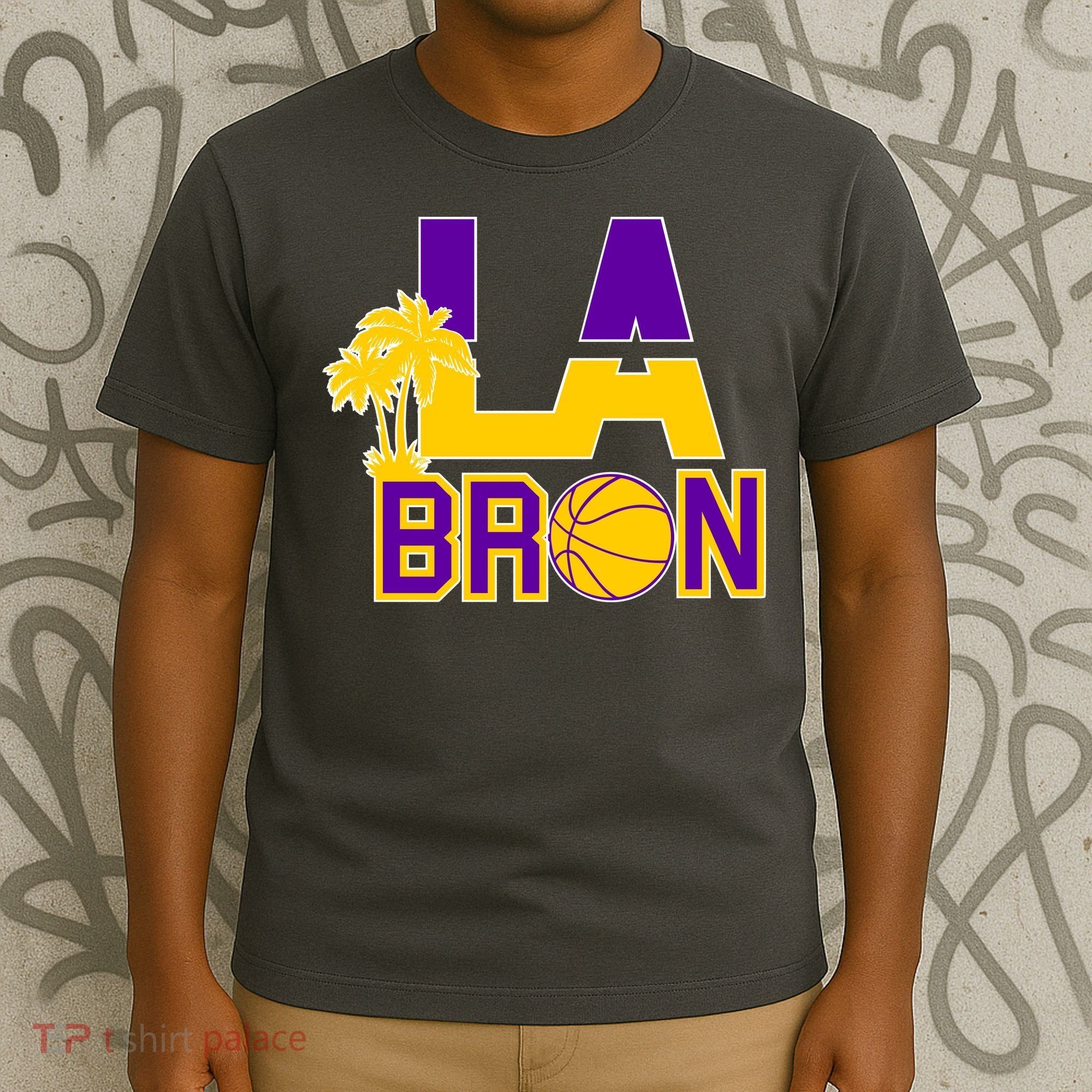 LA Bron Basketball Palm Tree Logo T-Shirt