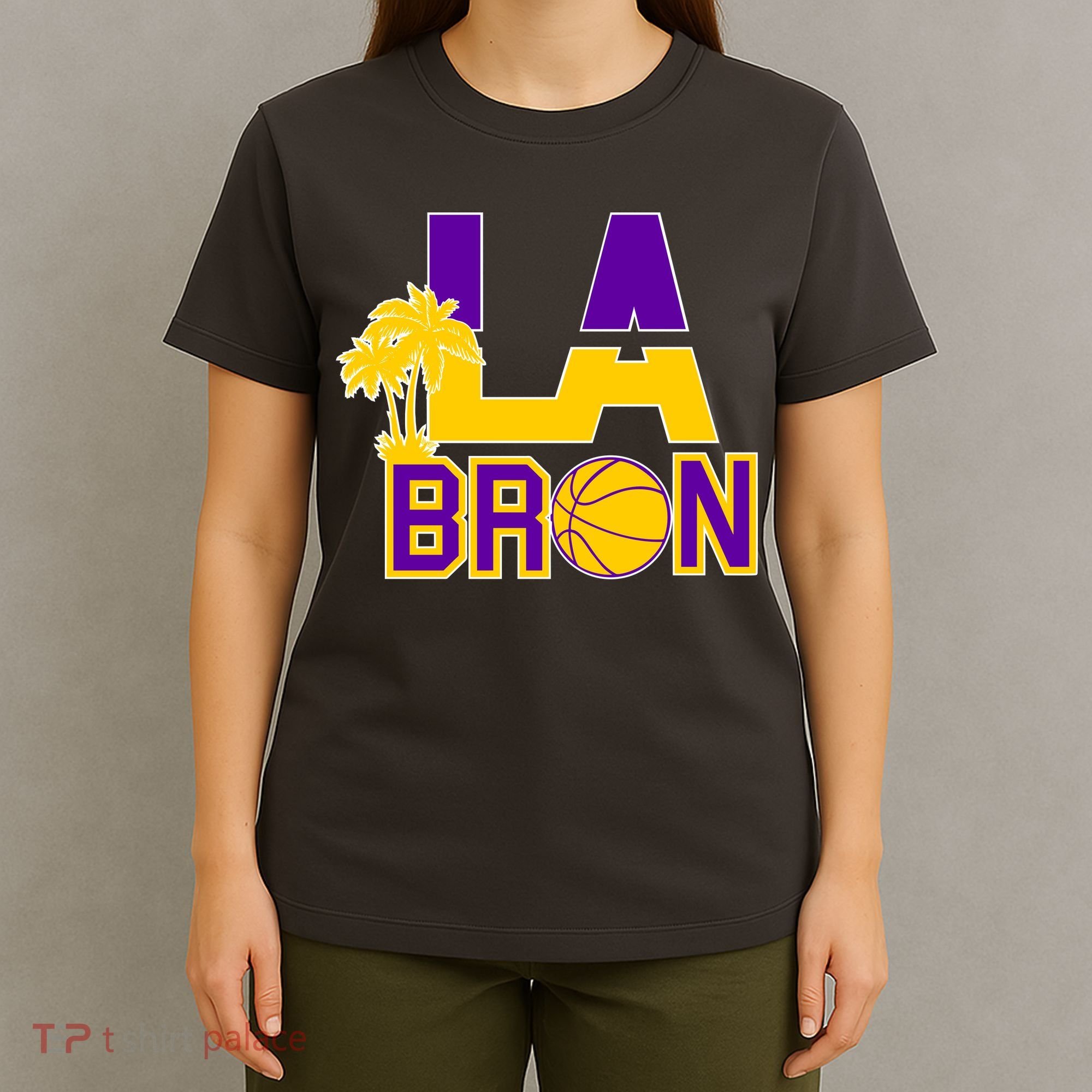 LA Bron Basketball Palm Tree Logo T-Shirt