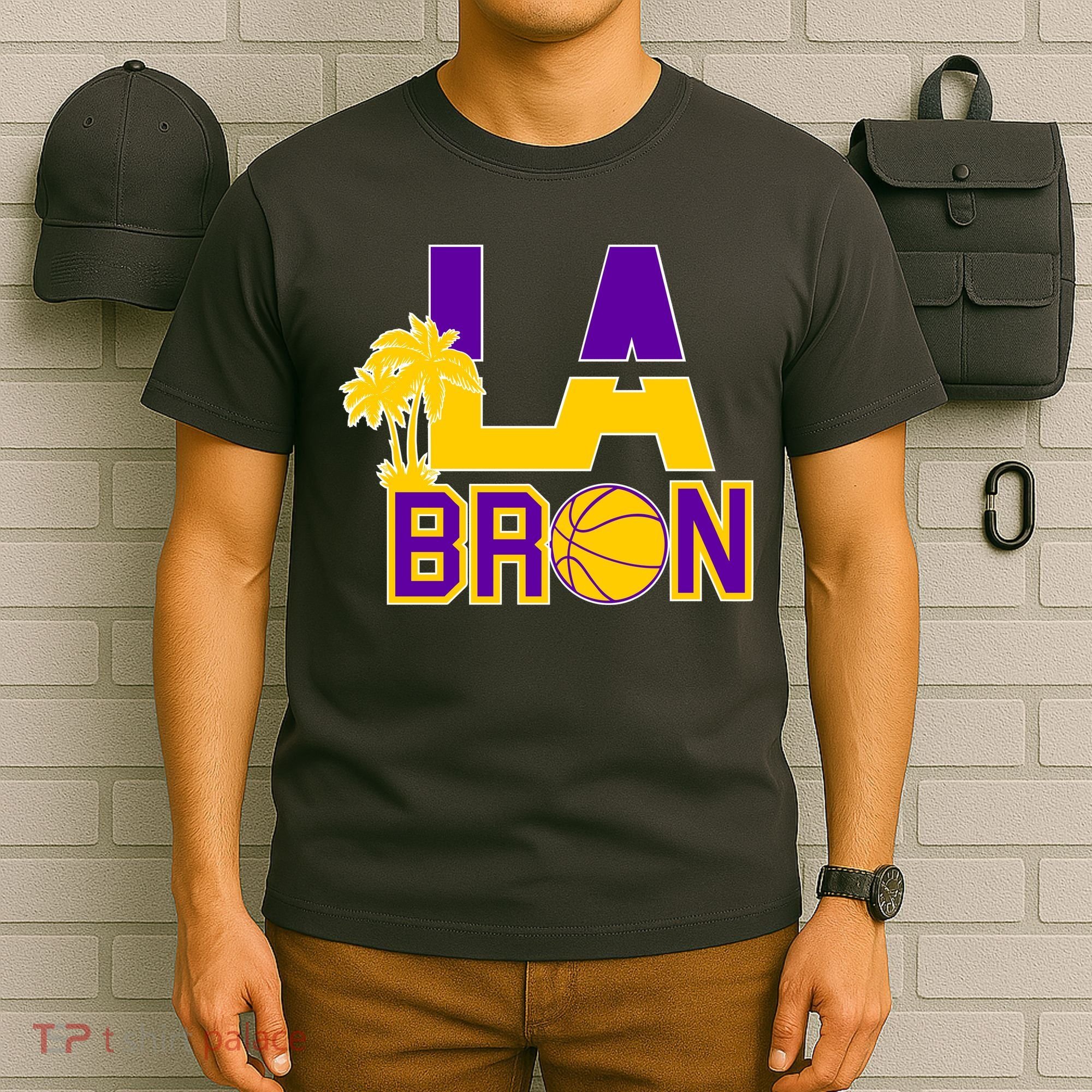 LA Bron Basketball Palm Tree Logo T-Shirt