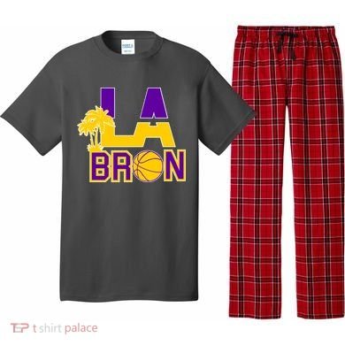 LA Bron Basketball Palm Tree Logo Pajama Set