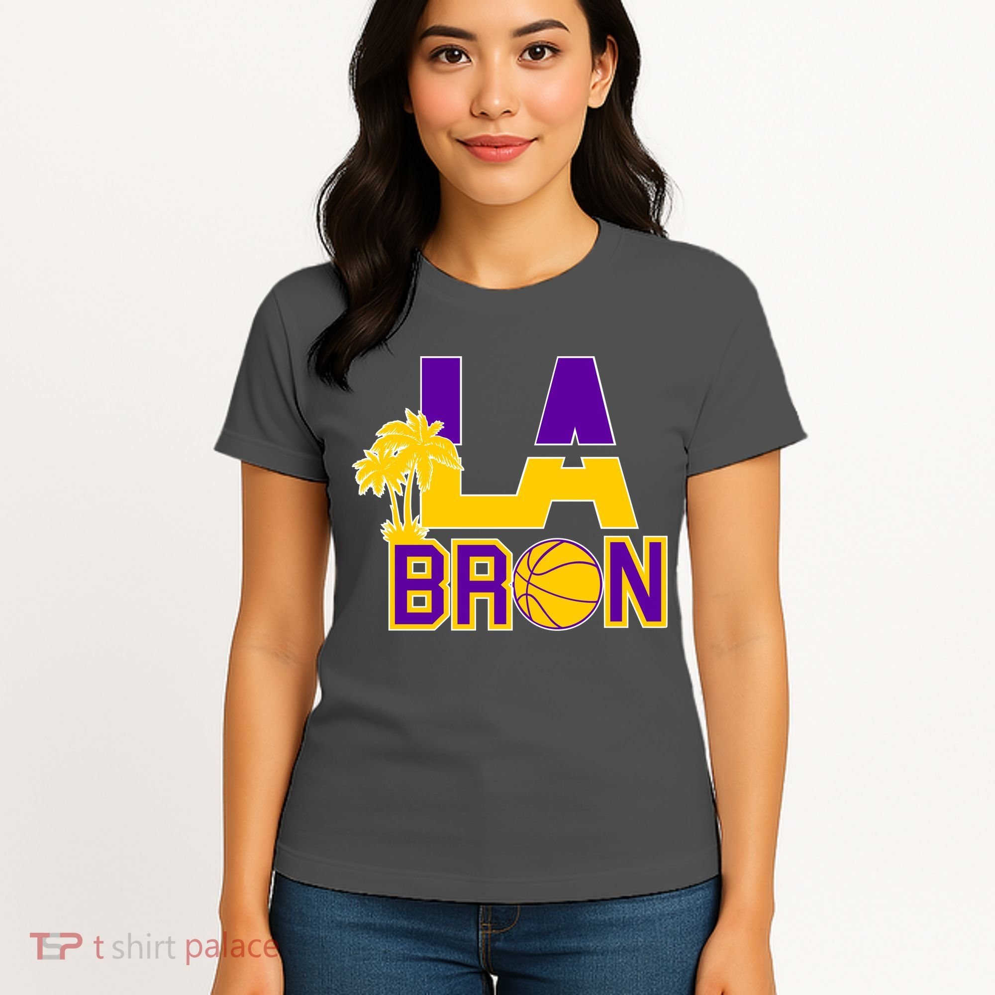 LA Bron Basketball Palm Tree Logo Women's T-Shirt