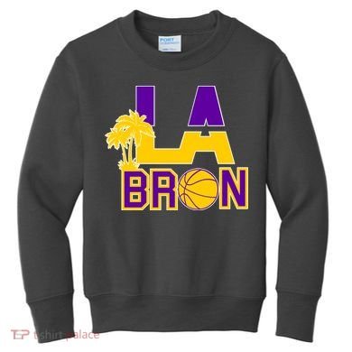 LA Bron Basketball Palm Tree Logo Kids Sweatshirt
