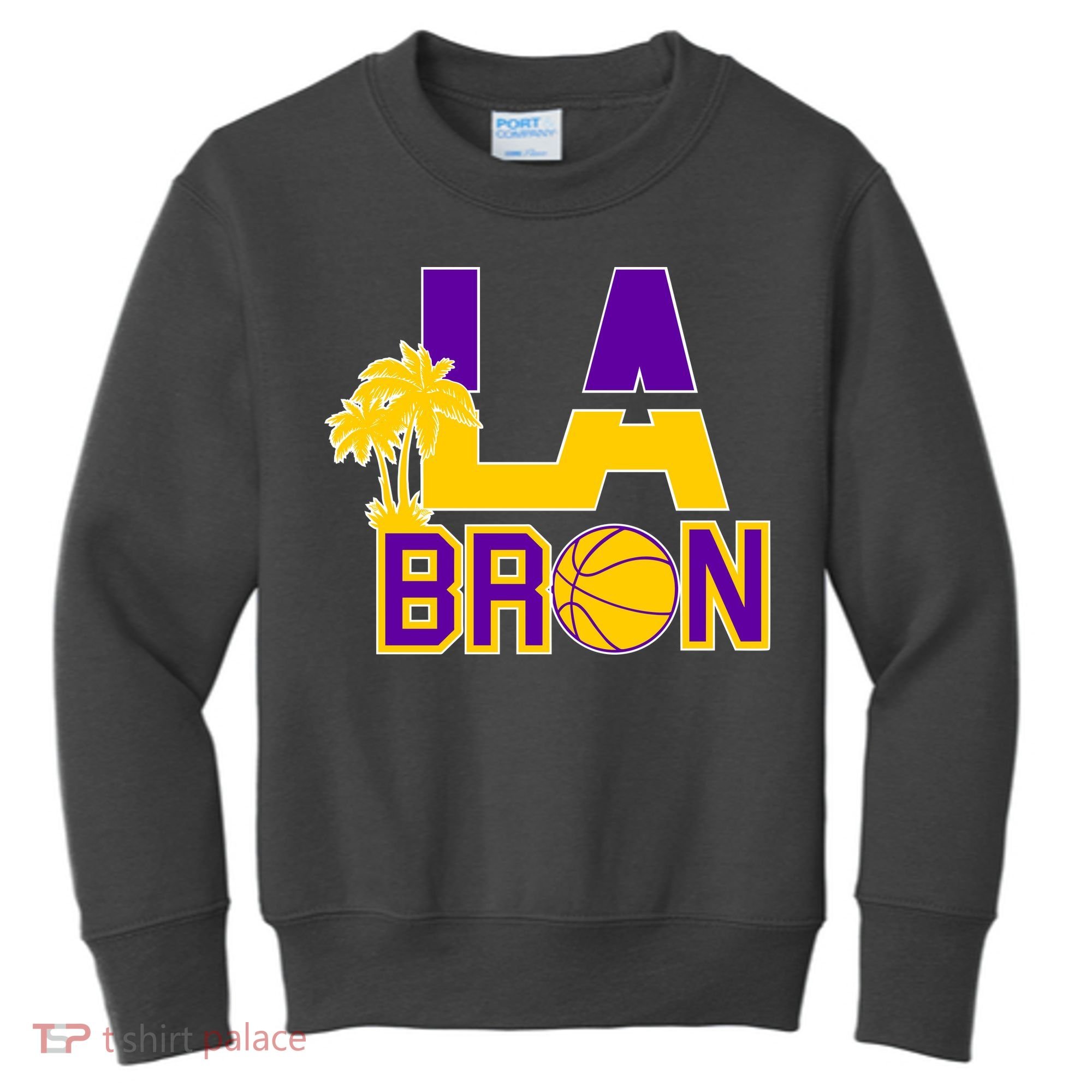 LA Bron Basketball Palm Tree Logo Kids Sweatshirt