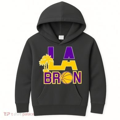 LA Bron Basketball Palm Tree Logo Kids Hoodie