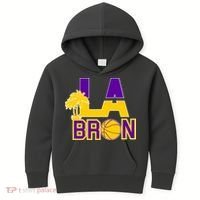 LA Bron Basketball Palm Tree Logo Kids Hoodie thumb 0