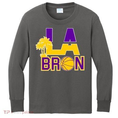 LA Bron Basketball Palm Tree Logo Kids Long Sleeve Shirt