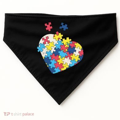Love Autism Awareness Puzzle Pieces Gift Design Idea Great Gift USA-Made Doggie Bandana