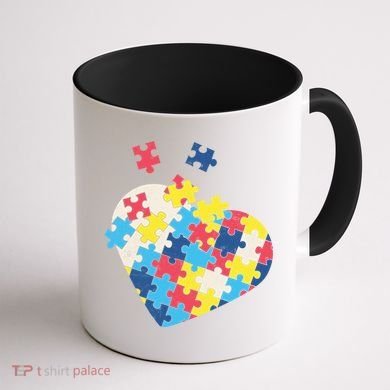 Love Autism Awareness Puzzle Pieces Gift Design Idea Great Gift Coffee Mug back