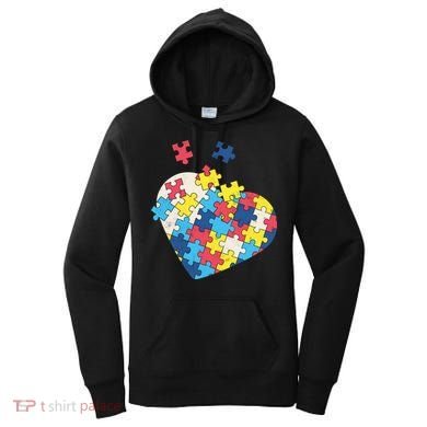 Love Autism Awareness Puzzle Pieces Gift Design Idea Great Gift Women's Hoodie