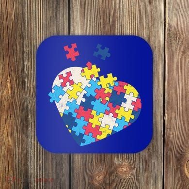 Love Autism Awareness Puzzle Pieces Gift Design Idea Great Gift Coaster