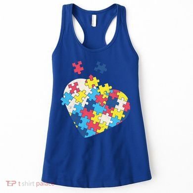 Love Autism Awareness Puzzle Pieces Gift Design Idea Great Gift Women's Tank Top