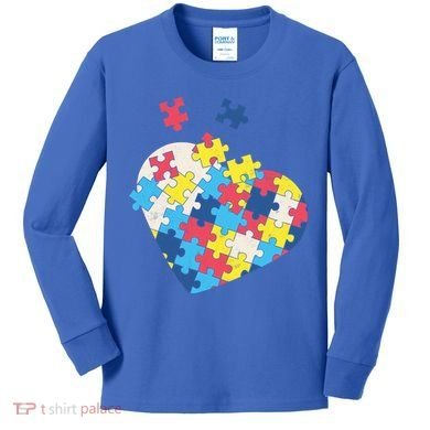 Love Autism Awareness Puzzle Pieces Gift Design Idea Great Gift Kids Long Sleeve Shirt