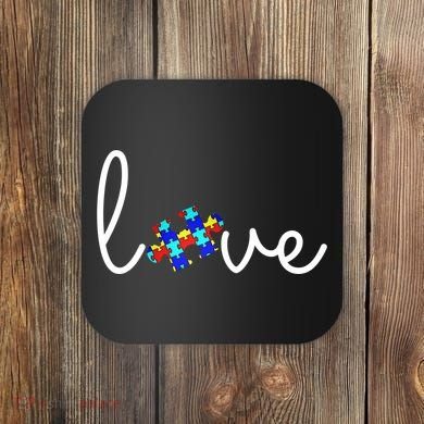 Love Autism Awareness Puzzle Piece Coaster