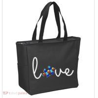 Love Autism Awareness Puzzle Piece Tote Bag thumb 2