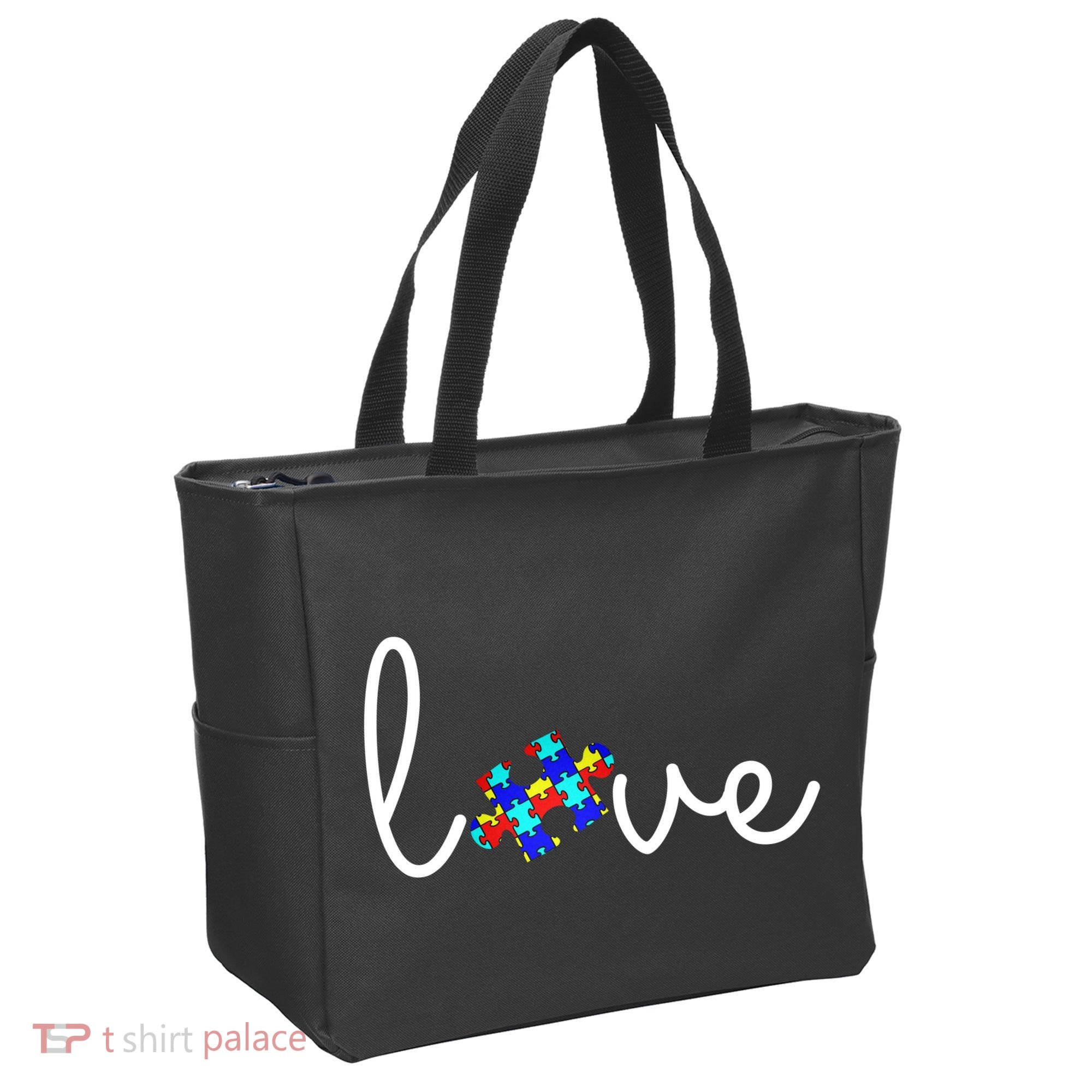 Love Autism Awareness Puzzle Piece Tote Bag