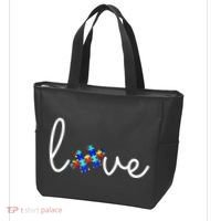 Love Autism Awareness Puzzle Piece Tote Bag thumb 3