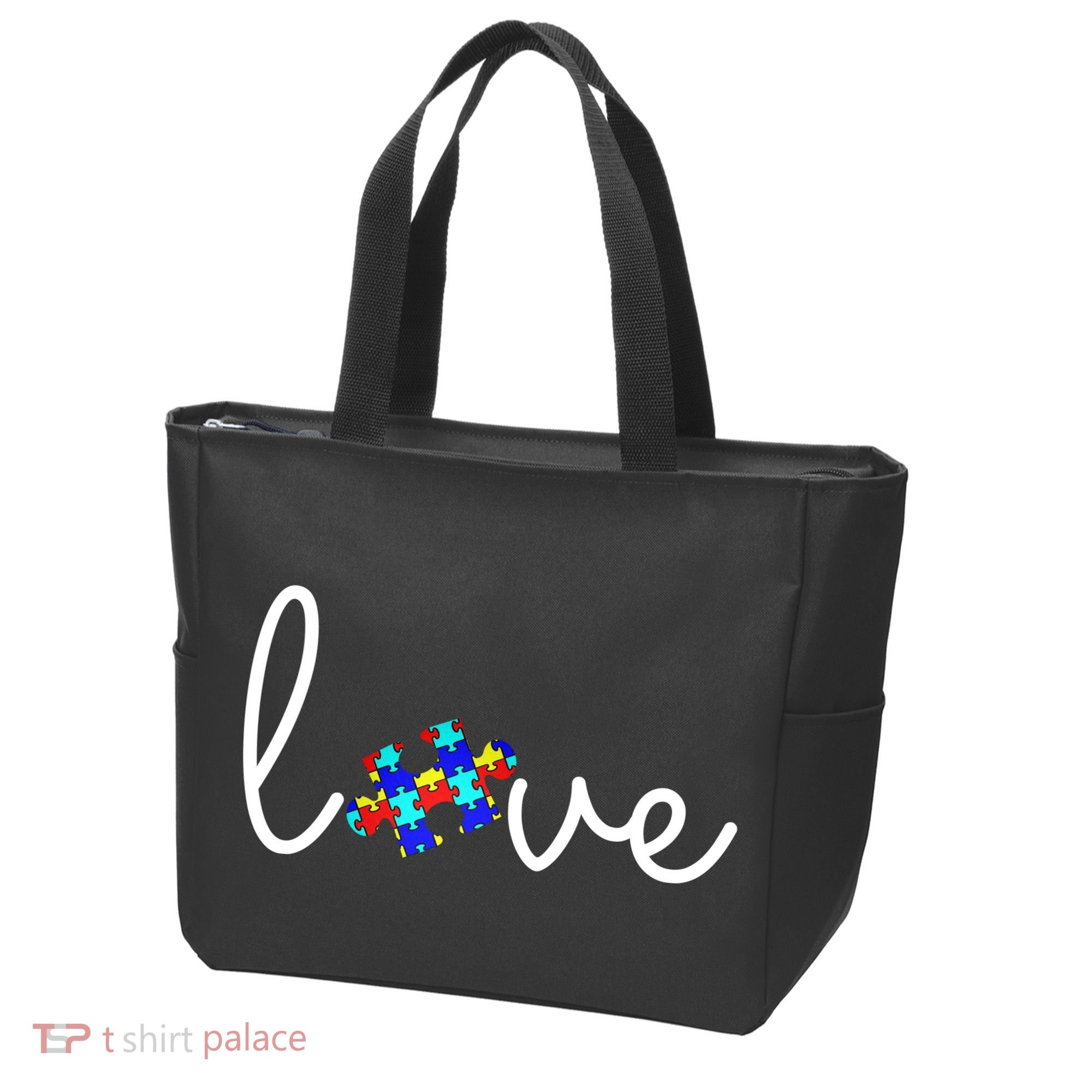 Love Autism Awareness Puzzle Piece Tote Bag