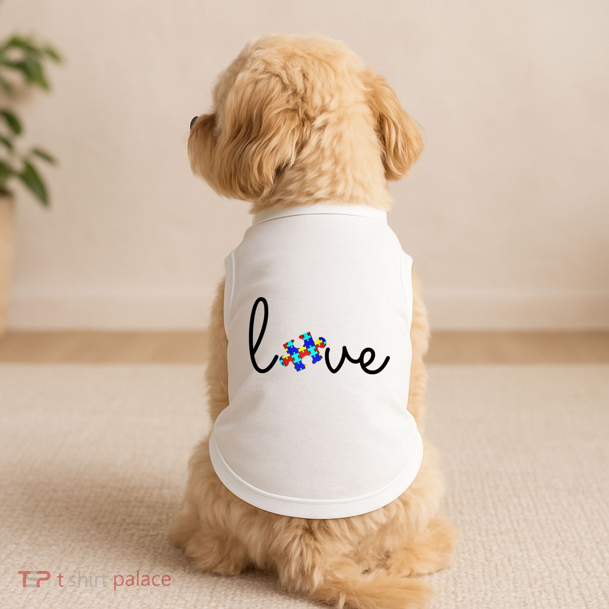 Love Autism Awareness Puzzle Piece Doggie Tank