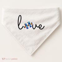 Love Autism Awareness Puzzle Piece USA-Made Doggie Bandana thumb 0