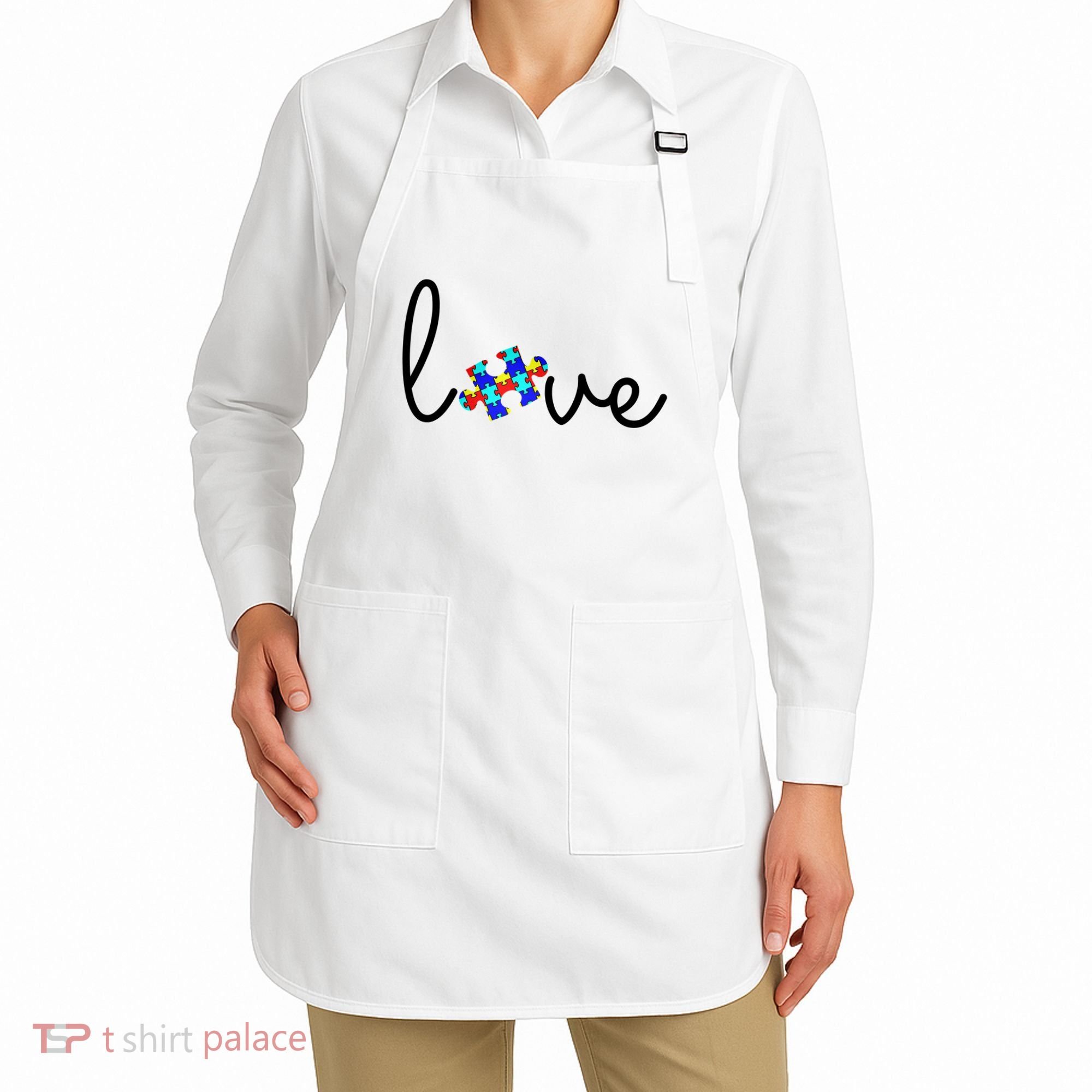 Love Autism Awareness Puzzle Piece Apron