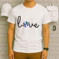 Love Autism Awareness Puzzle Piece T-Shirt thumb 6