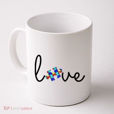 Love Autism Awareness Puzzle Piece Coffee Mug