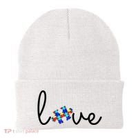 Love Autism Awareness Puzzle Piece Beanie thumb 0