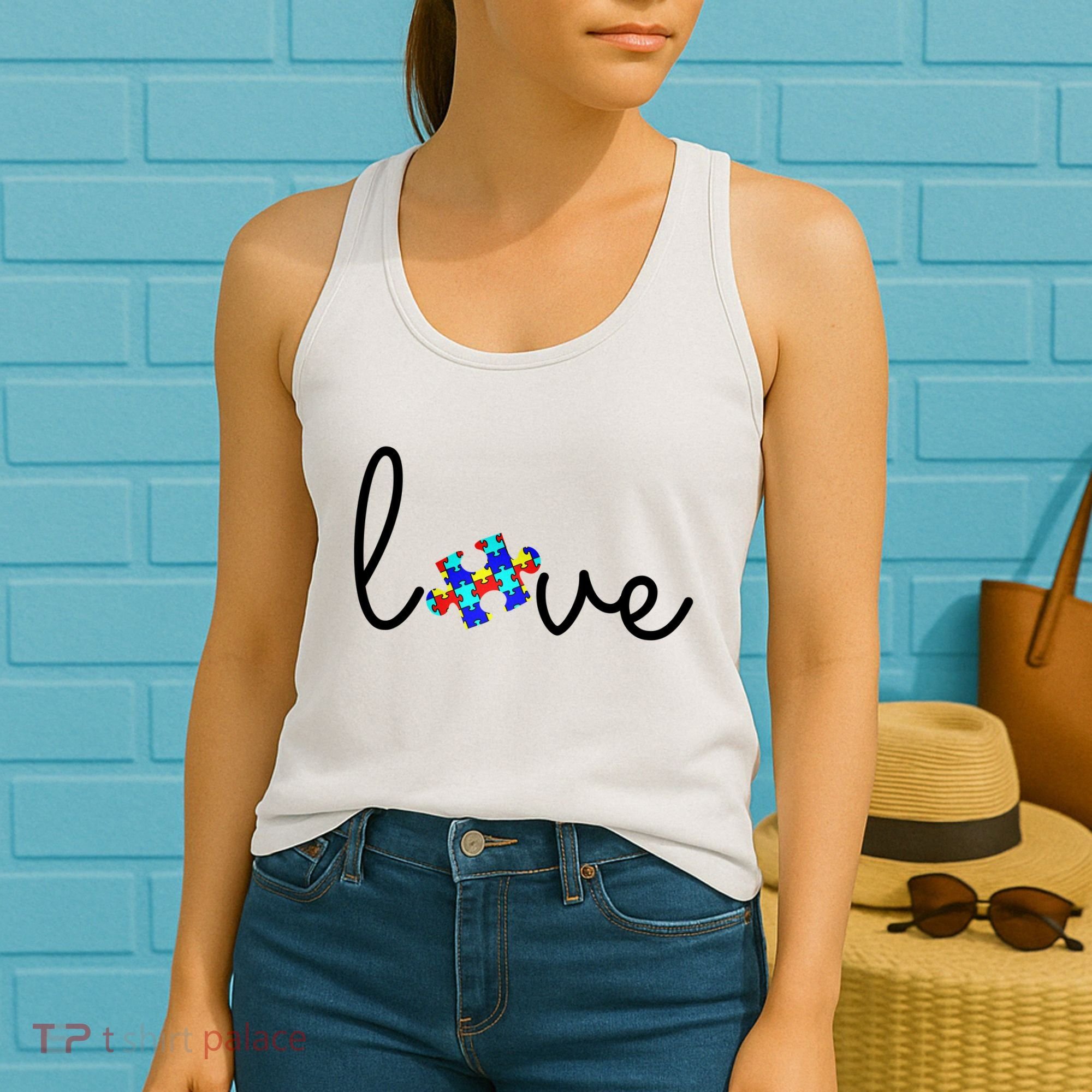 Love Autism Awareness Puzzle Piece Women's Tank Top