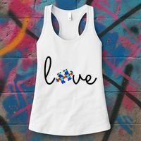 Love Autism Awareness Puzzle Piece Women's Tank Top thumb 3