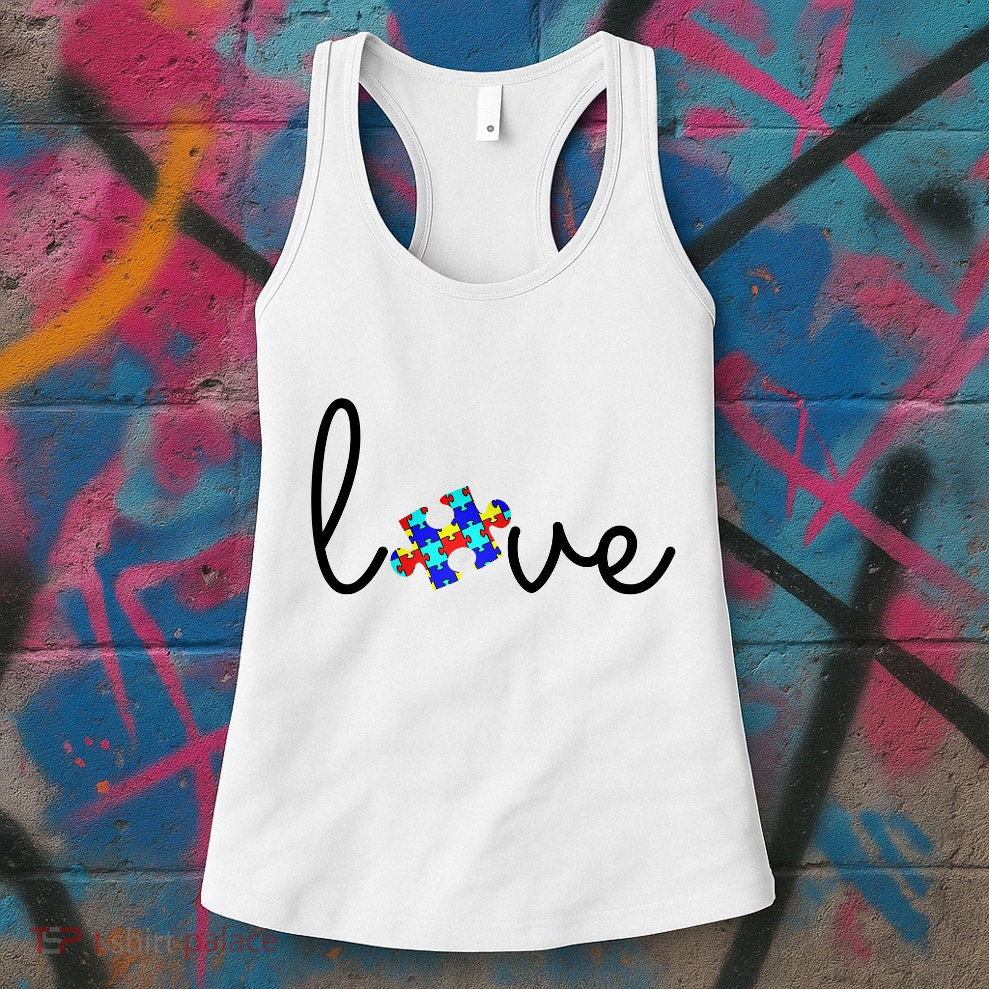 Love Autism Awareness Puzzle Piece Women's Tank Top