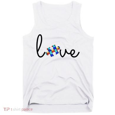 Love Autism Awareness Puzzle Piece Tank Top