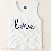 Love Autism Awareness Puzzle Piece Tank Top thumb 2