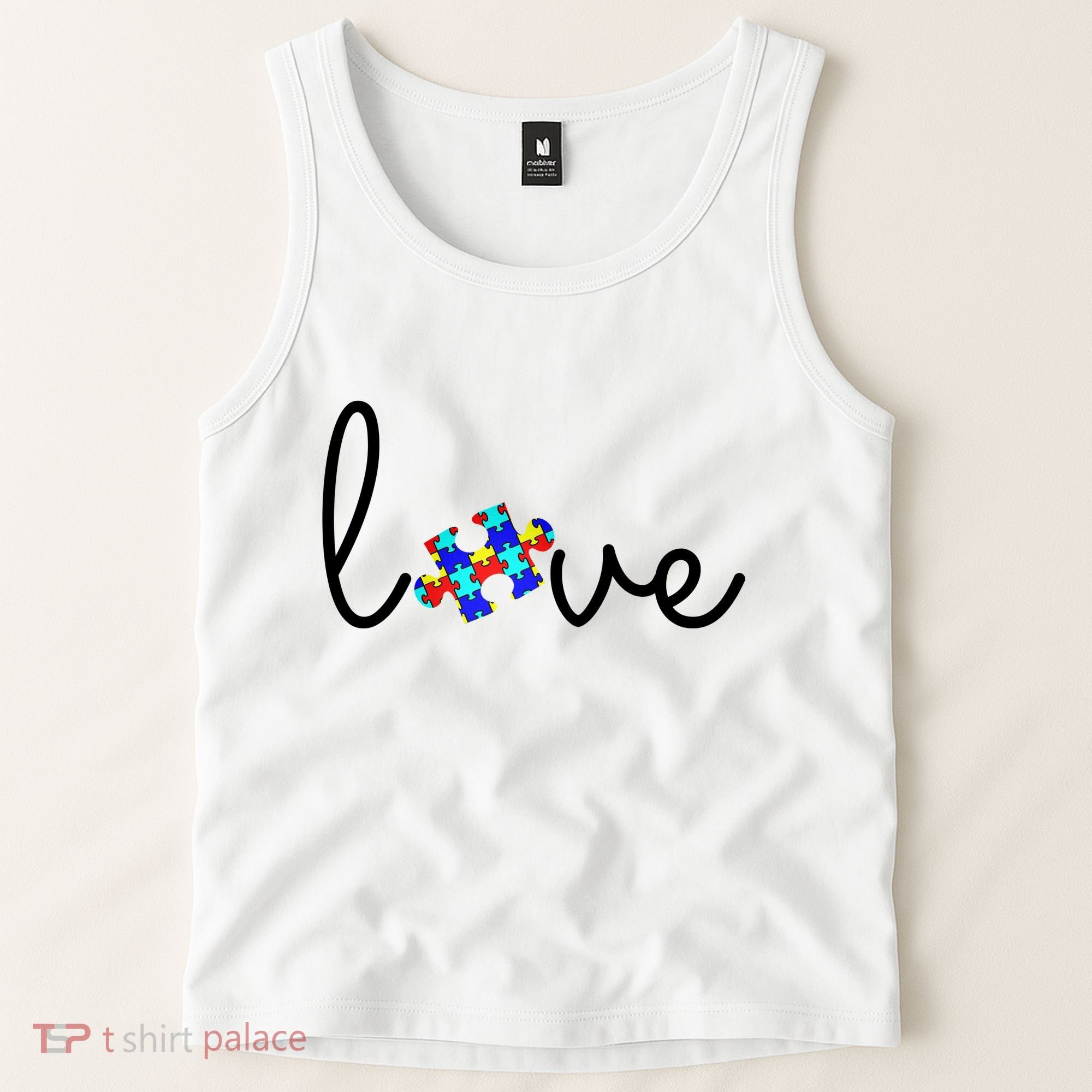 Love Autism Awareness Puzzle Piece Tank Top