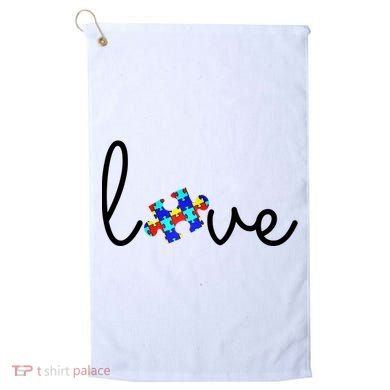 Love Autism Awareness Puzzle Piece Golf Towel