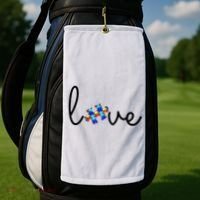 Love Autism Awareness Puzzle Piece Golf Towel thumb 2