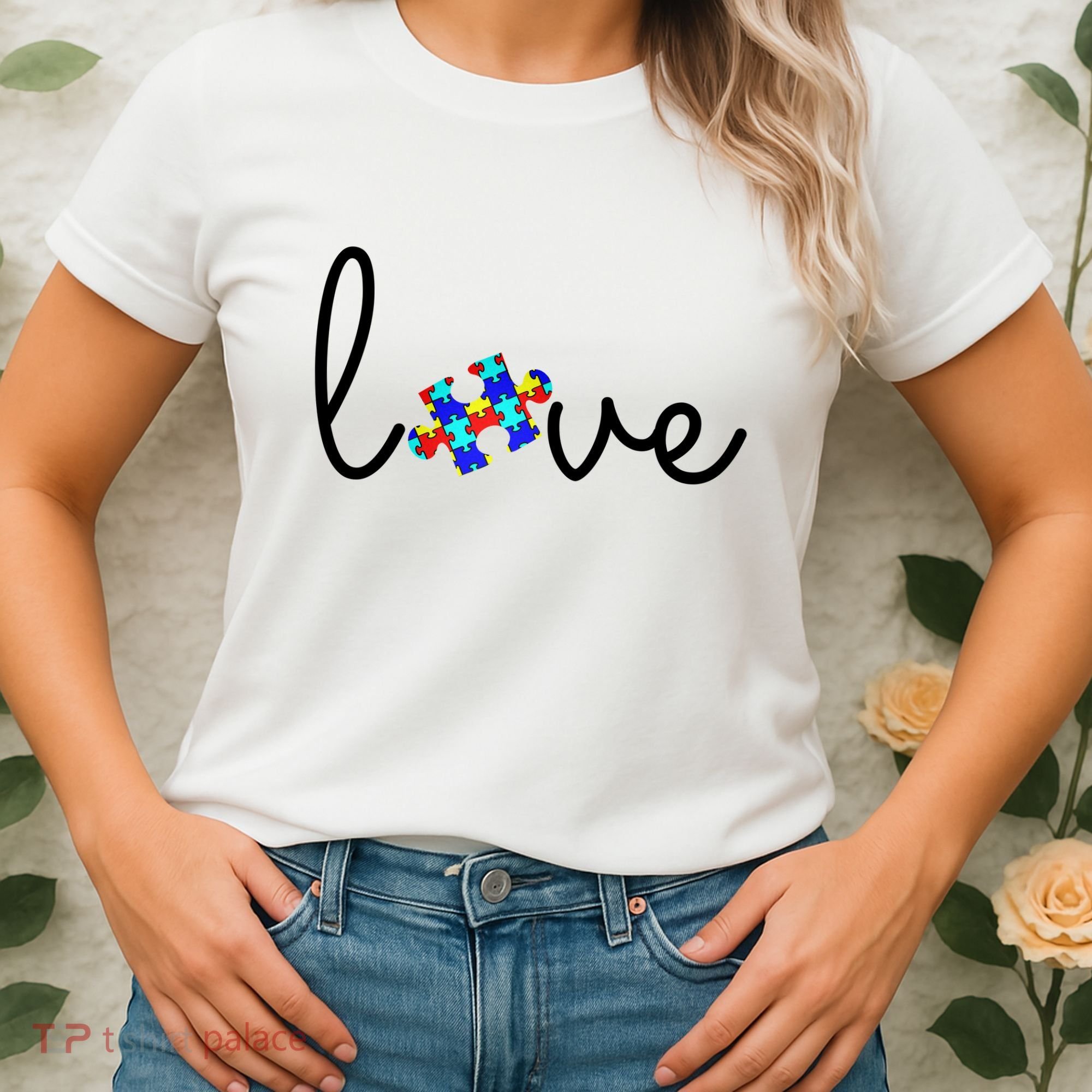 Love Autism Awareness Puzzle Piece Women's T-Shirt