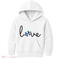 Love Autism Awareness Puzzle Piece Kids Hoodie thumb 0