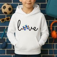 Love Autism Awareness Puzzle Piece Kids Hoodie thumb 2