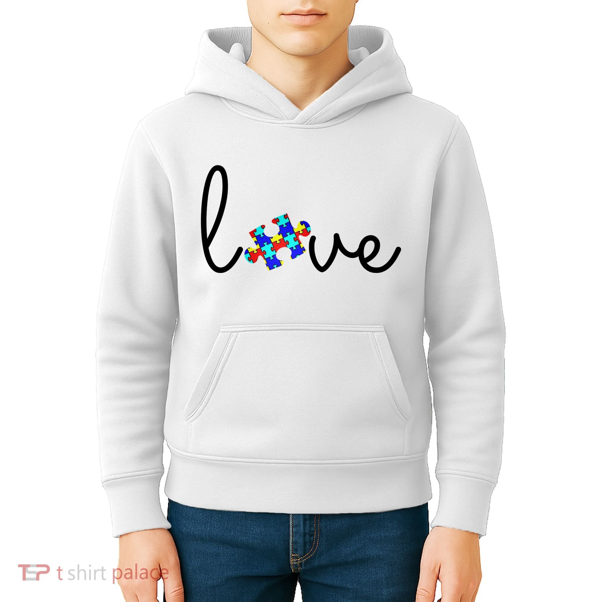 Love Autism Awareness Puzzle Piece Kids Hoodie